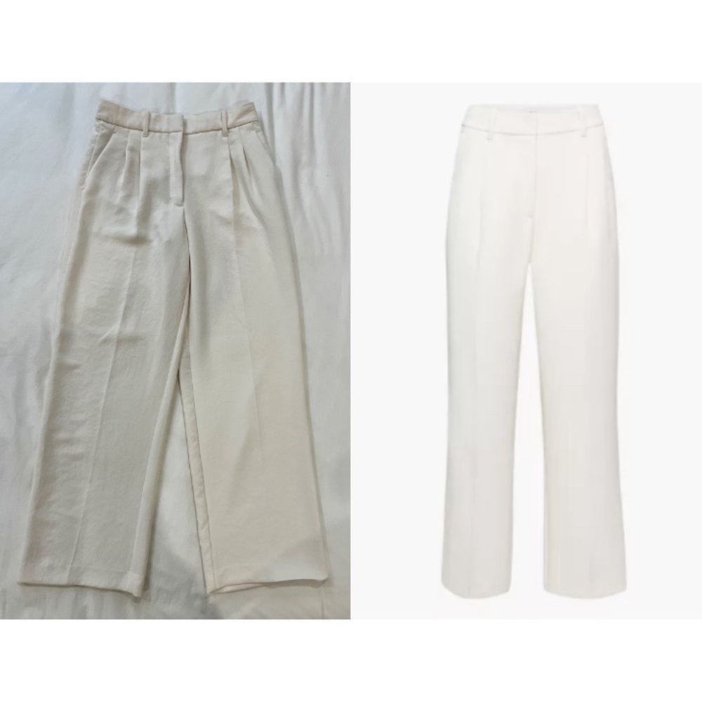 Aritzia Wide-Leg High-Rise Trousers in Off-White/Cream